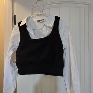 GREY LAB Black Knit Crop Top